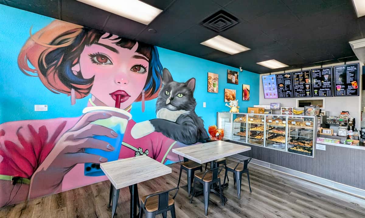 Mural, canvas art, bakery display and menu boards