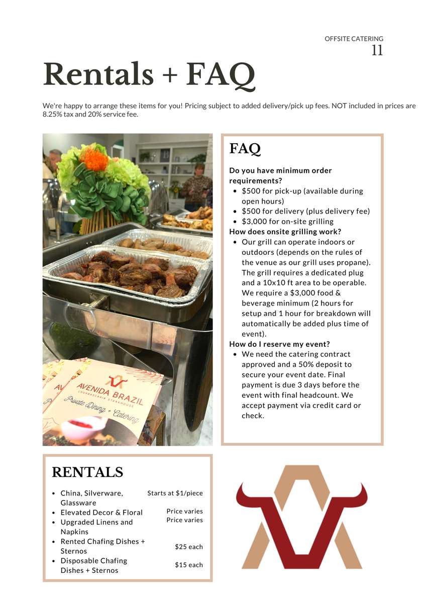 Page 13 Rentals + FAQ - Catering Menus
