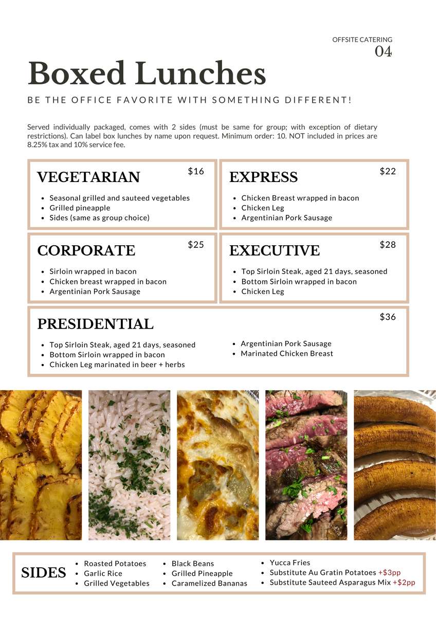 6 Boxed Lunches - Catering Menu