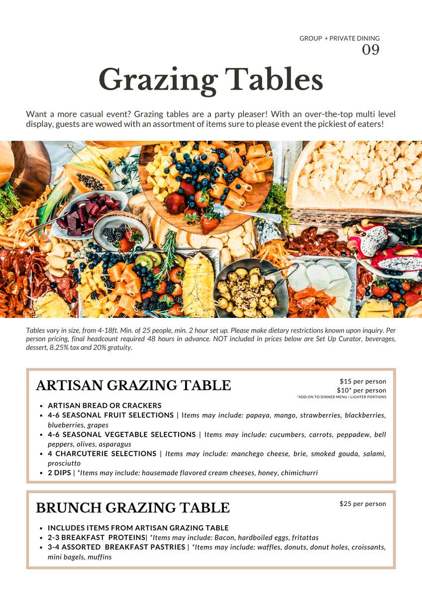 Private Dining Menus Page - Grazing Tables