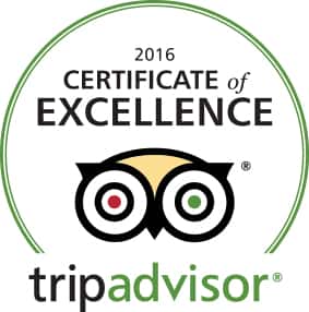 Trip Advisor. 2016 certificate of excellence.