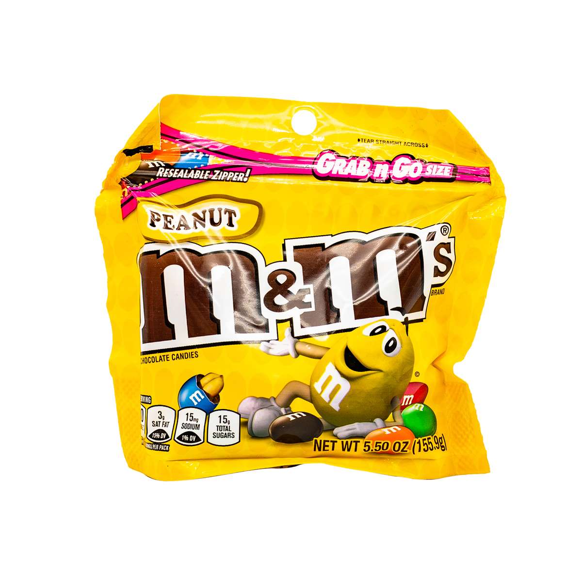 M&M's Chocolate Candies, Peanut, Grab N Go Size 5.5 Oz, Chocolate Candy