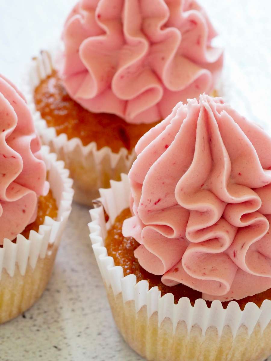 cupcake with pink cream on top