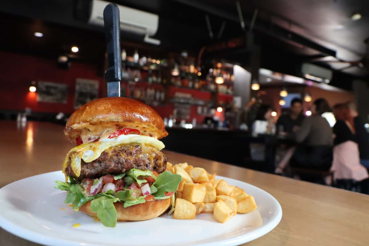 Burger and hash browns