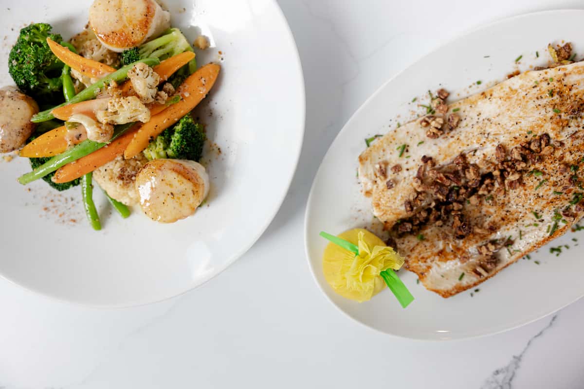white fish & broccoli entrees
