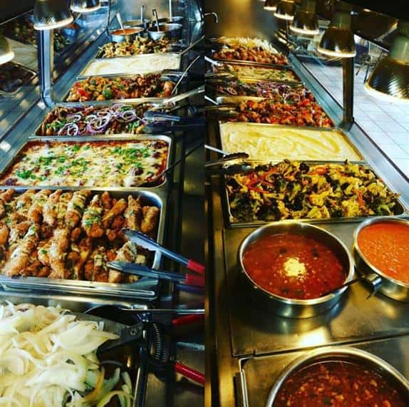 food on a buffet