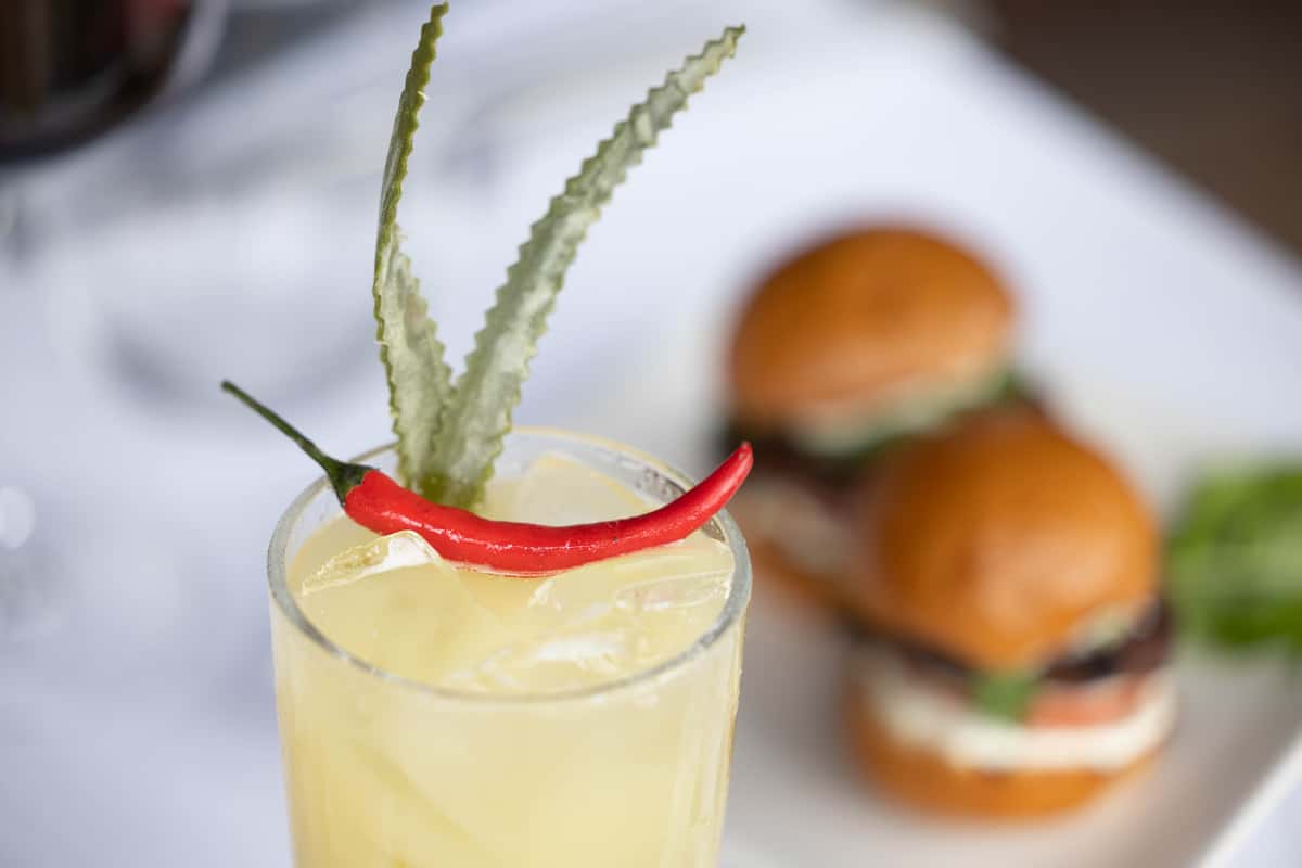 Drink and burger