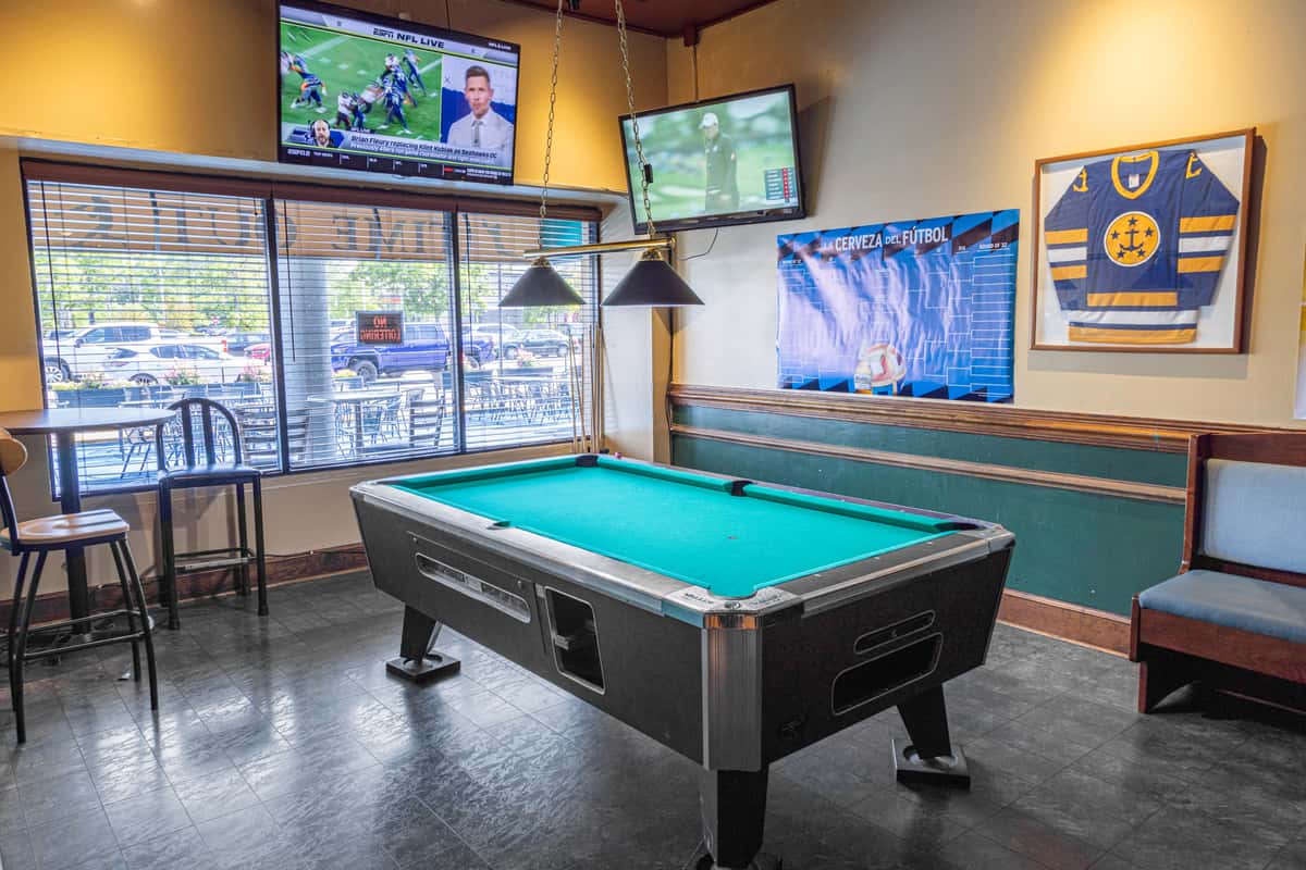 Interior restaurant pool tables