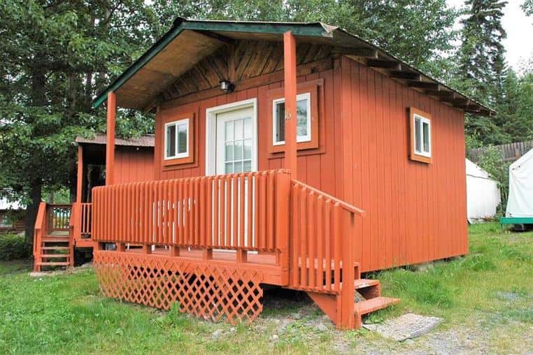 pine fisherman cabin front entrance