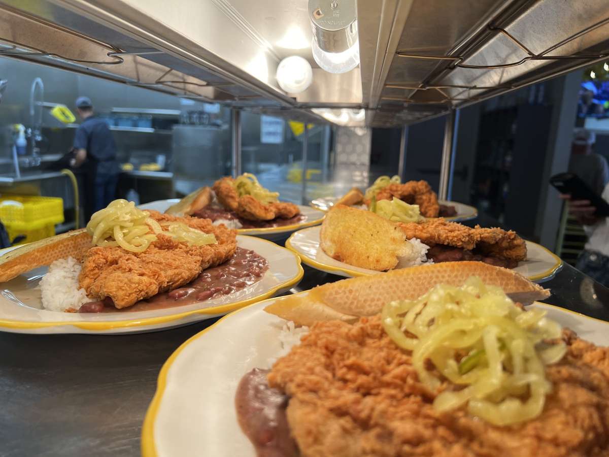 food under a hot lamp