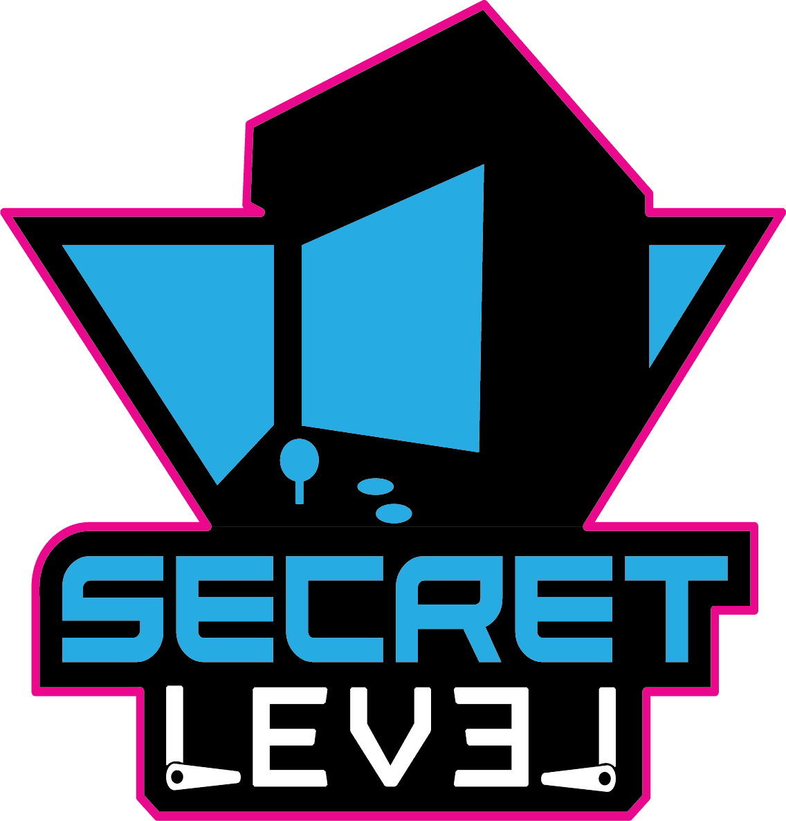 Secret Level logo ft. an arcade cabinet