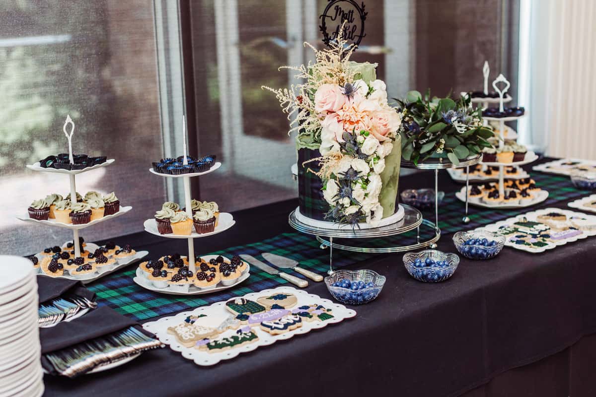 A wedding buffet tablescape