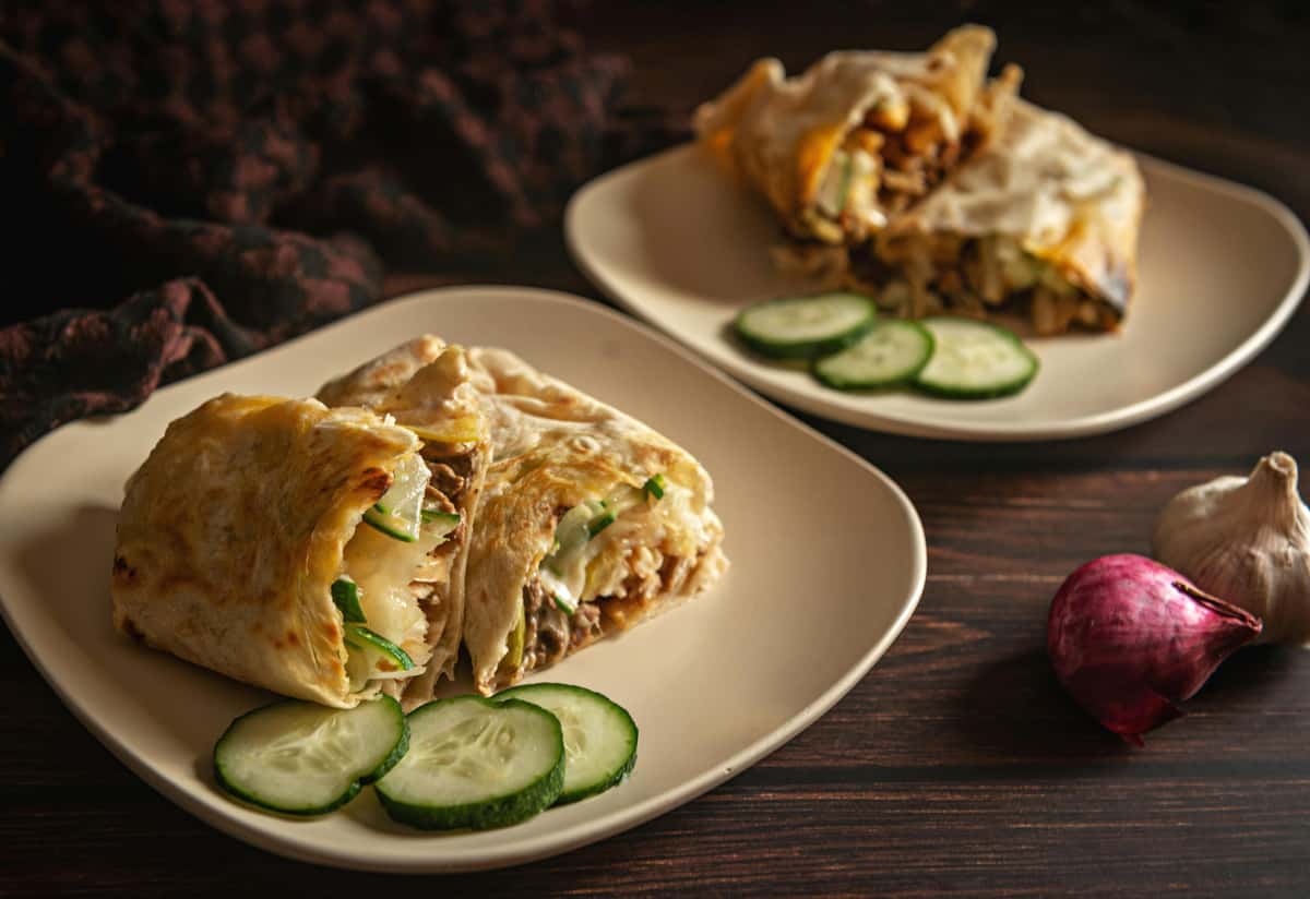 shawarmas served on plates