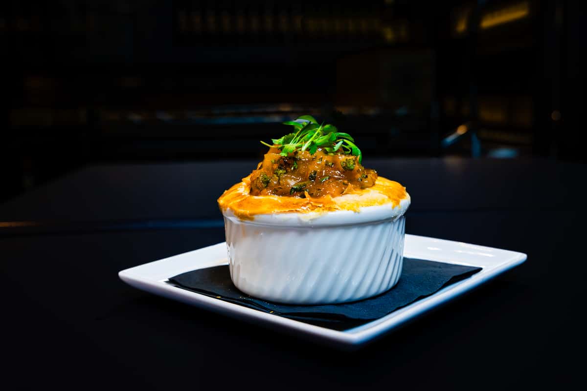 A small ramekin of food