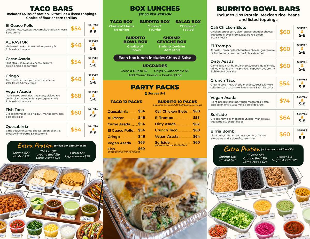 Catering Menu Back