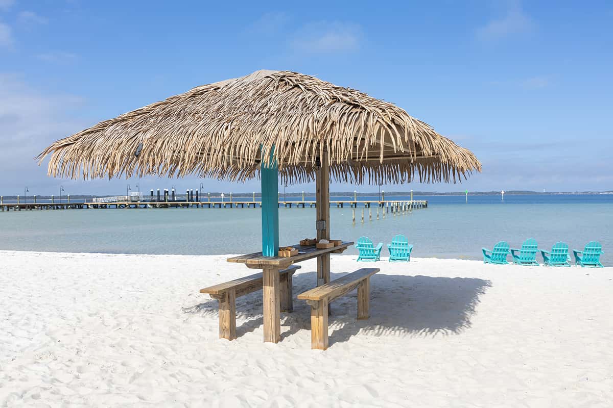 palapa on the beach with water views
