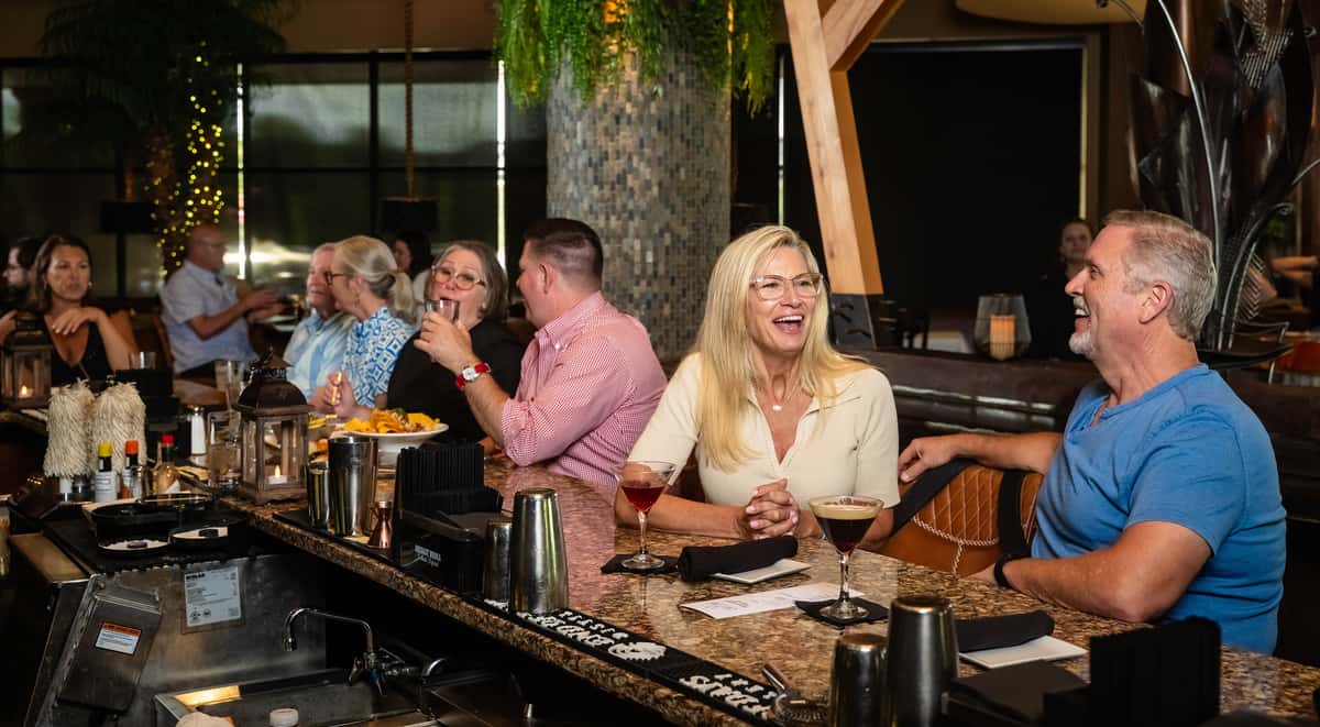 People at the bar for happy hour
