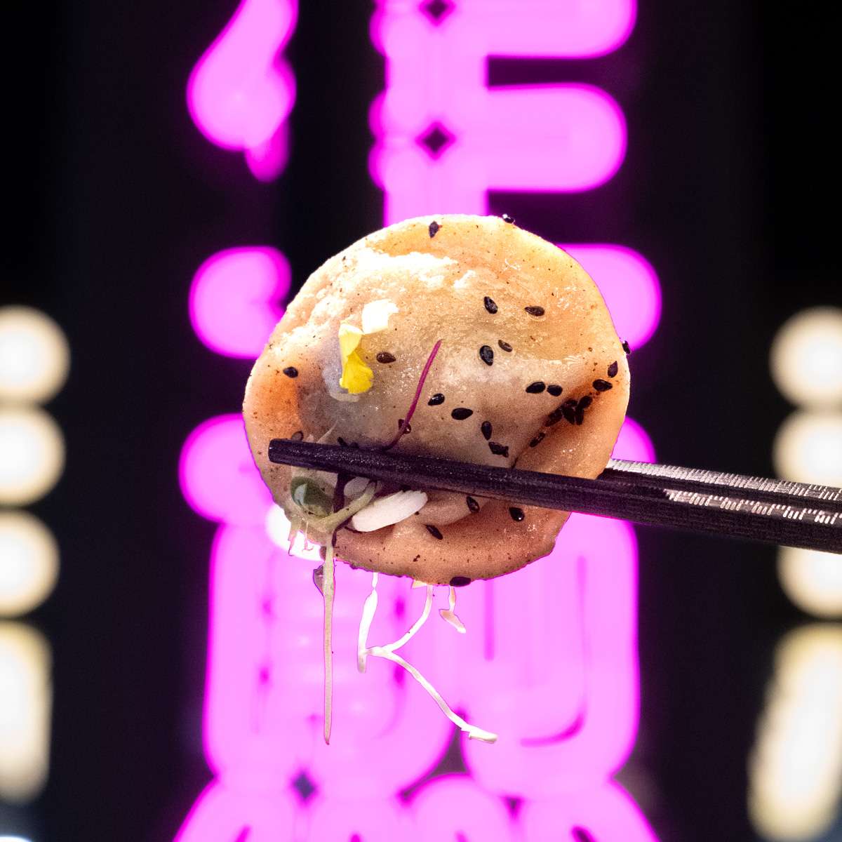 food on chopsticks