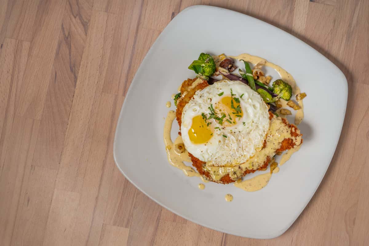 Crispy Duroc Pork Schnitzel With Maitake Mushrooms