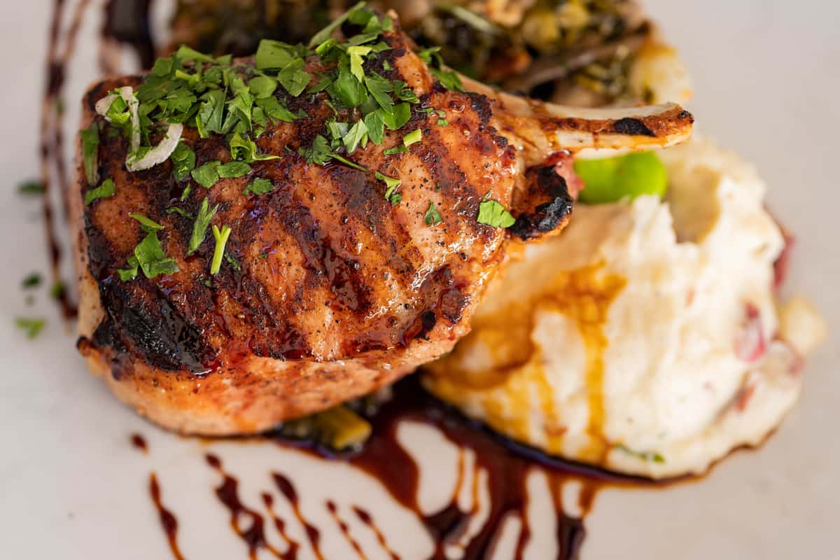 Rosemary grilled double cut pork chop