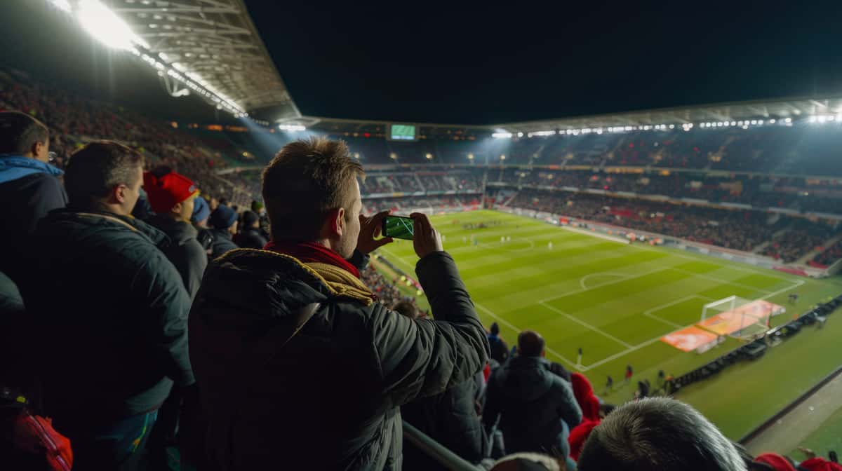 A person in a soccer stadium