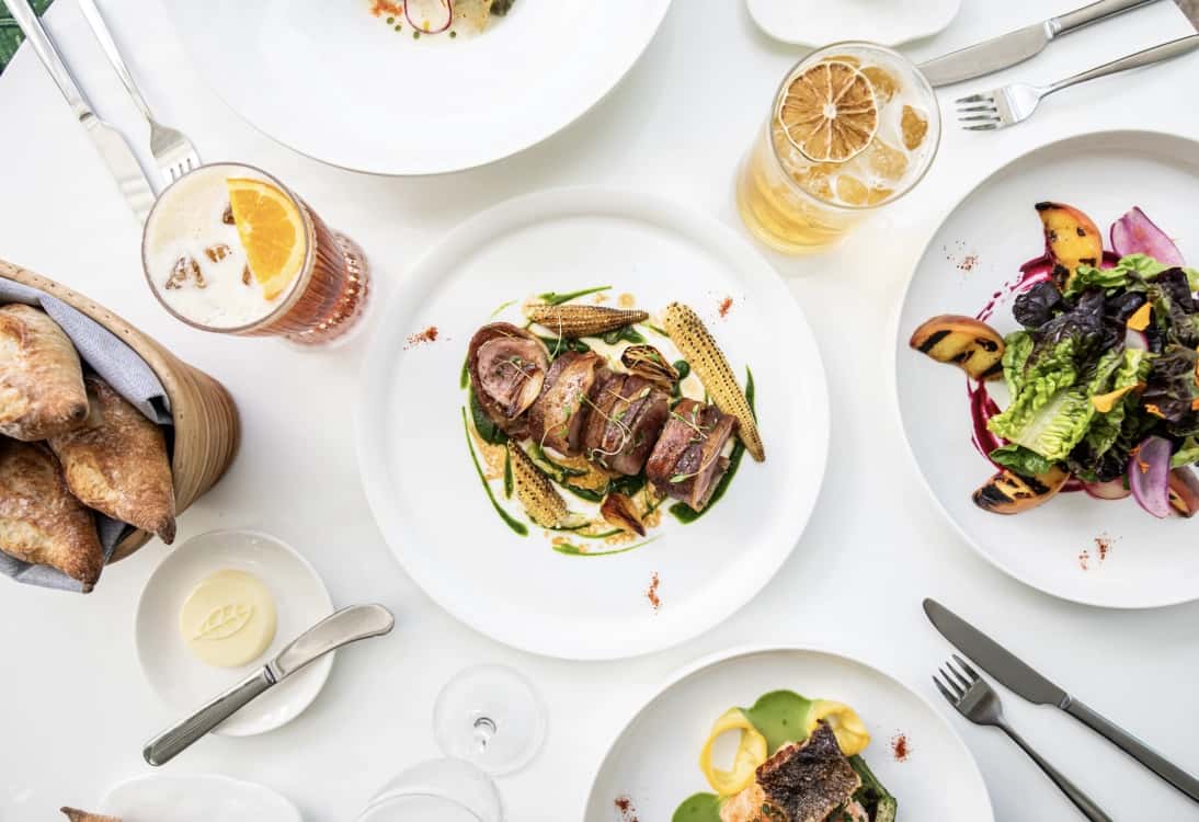 above view of table of food