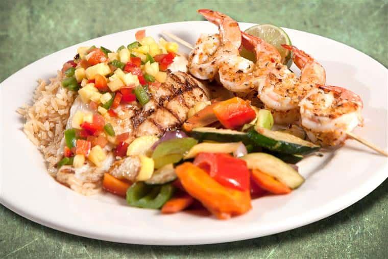 Grilled shrimp with fiesta styled rice
