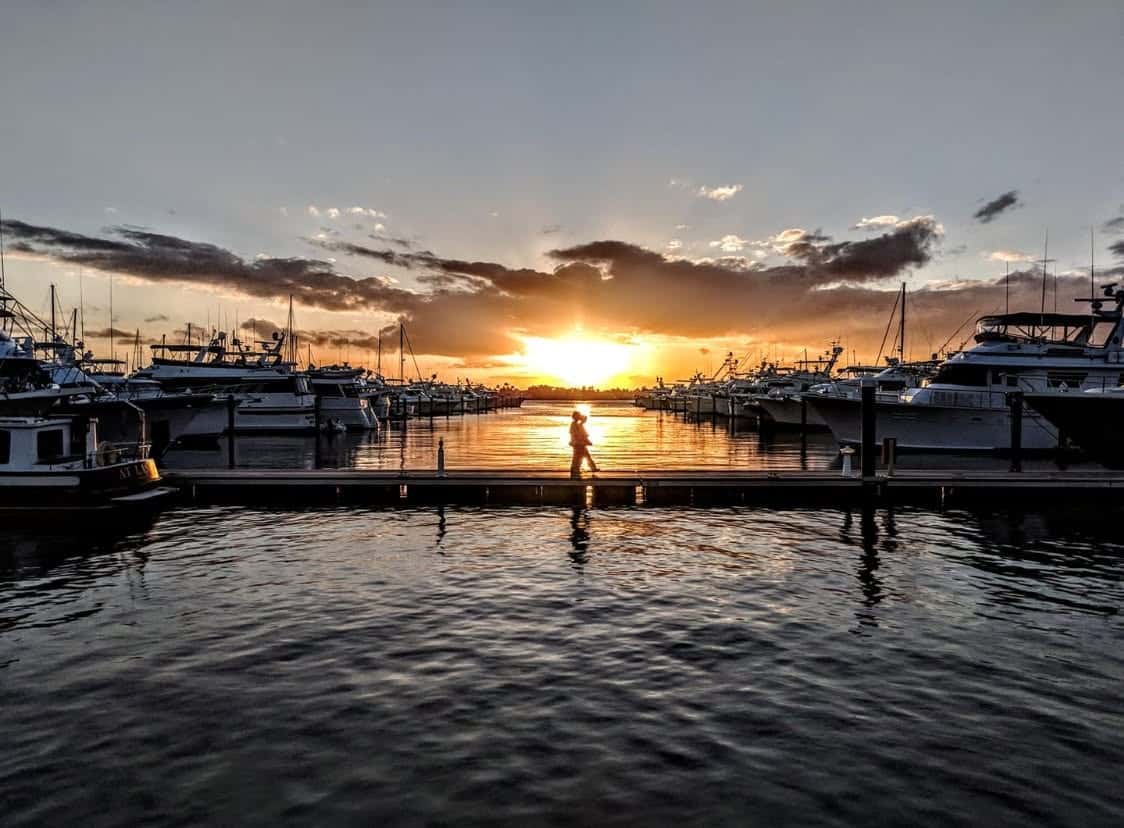 Couple Dock Sunset