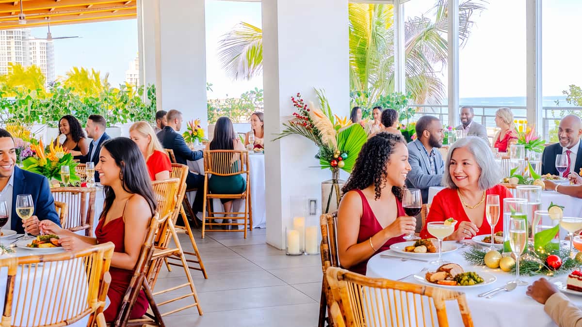 Guests celebrating the holidays at Oceanic Pompano