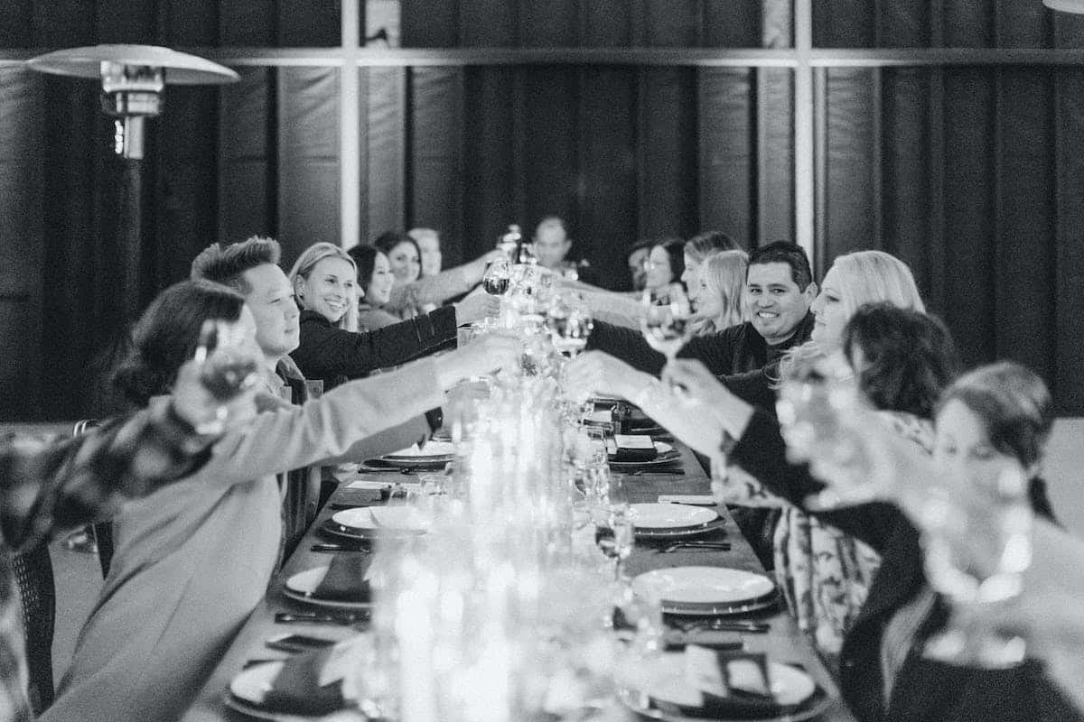 friends at a private dining event