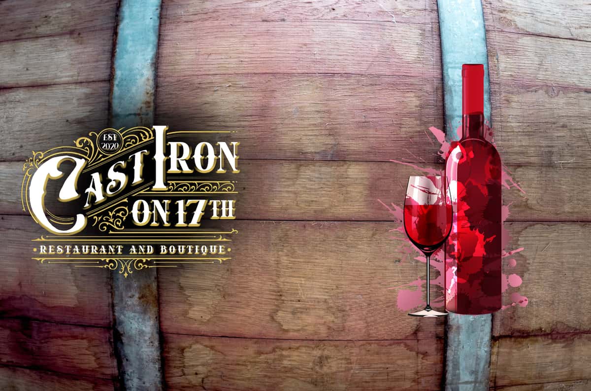 logo with barrel and wine