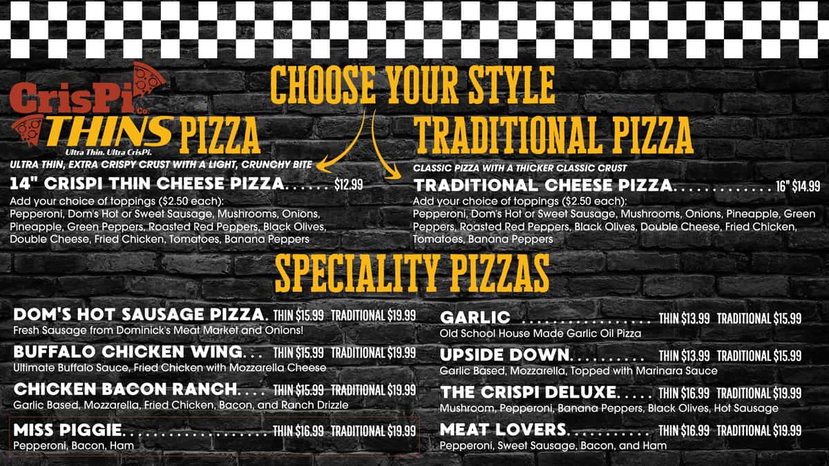 Updated pizza menu 27 Aug