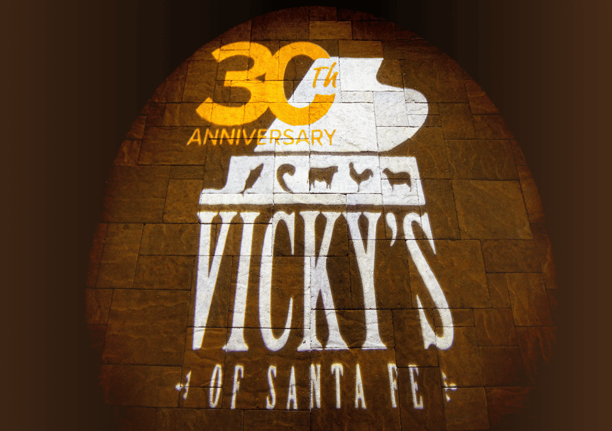 projector light of 30th anniversary Vicky's logo