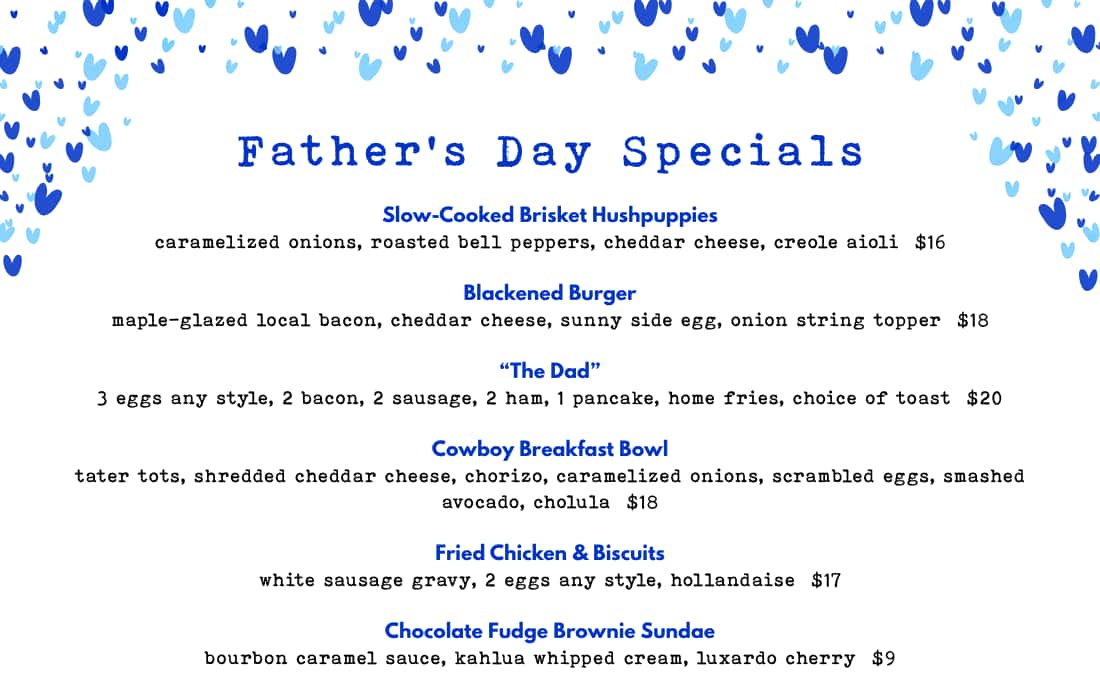 Father's Day 2026 menu