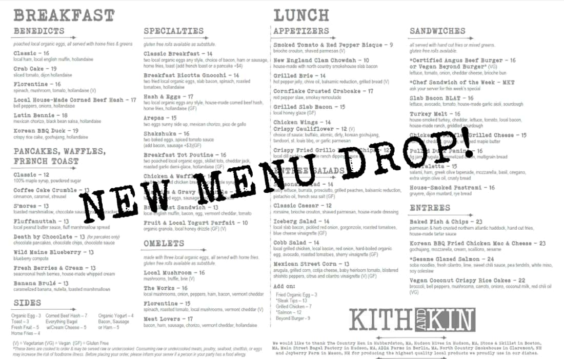 Spring Summer 26 menu