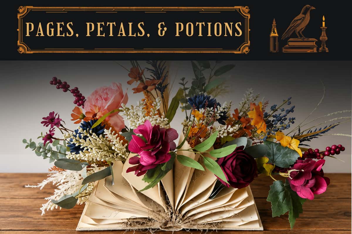 book craft with faux flowers