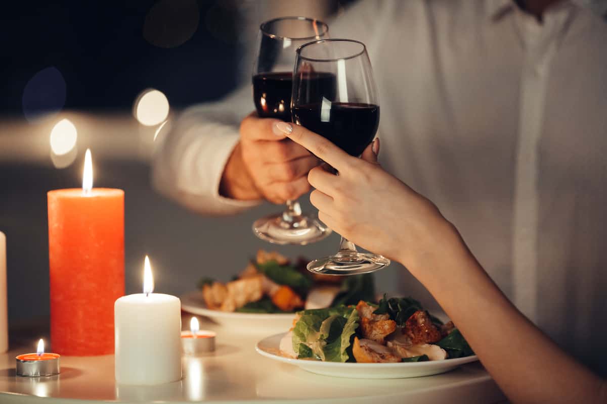 lovers having a romantic dinner