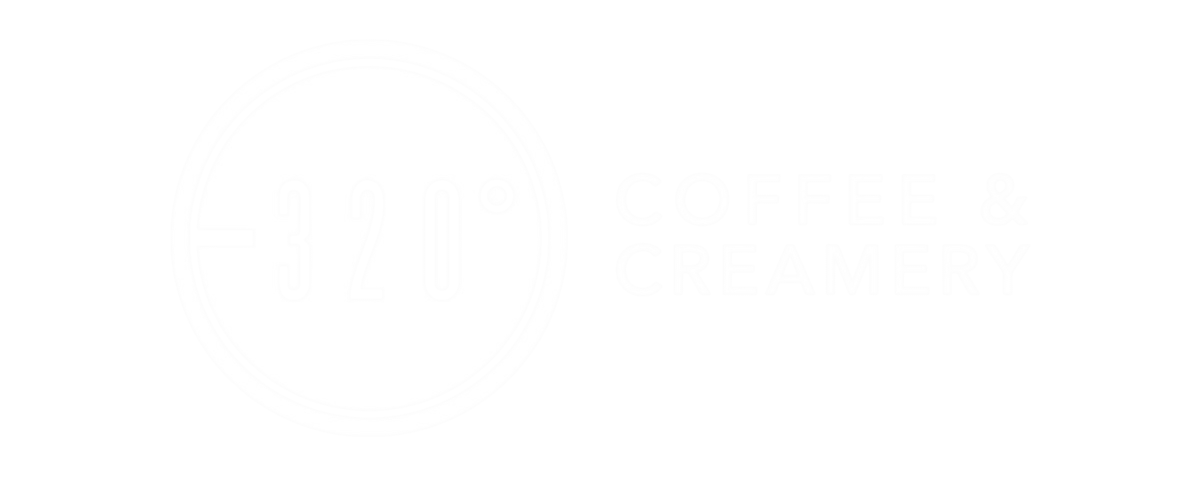Negative 320 Coffee and Creamery logo in white