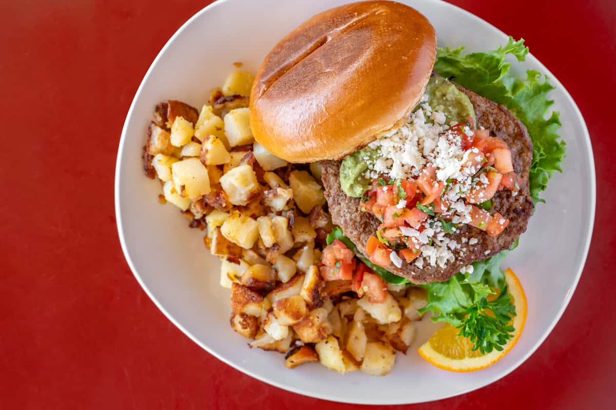 Burger and hash browns