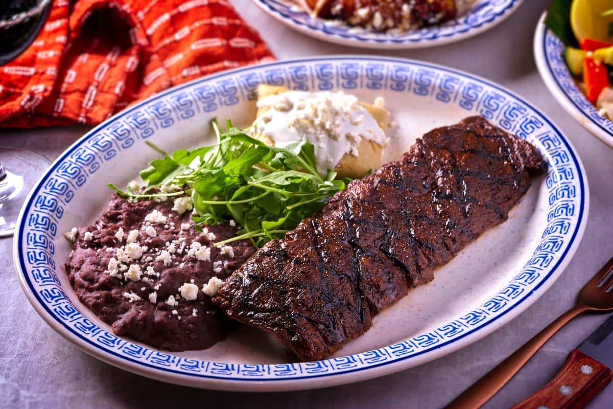 steak arugula and beans