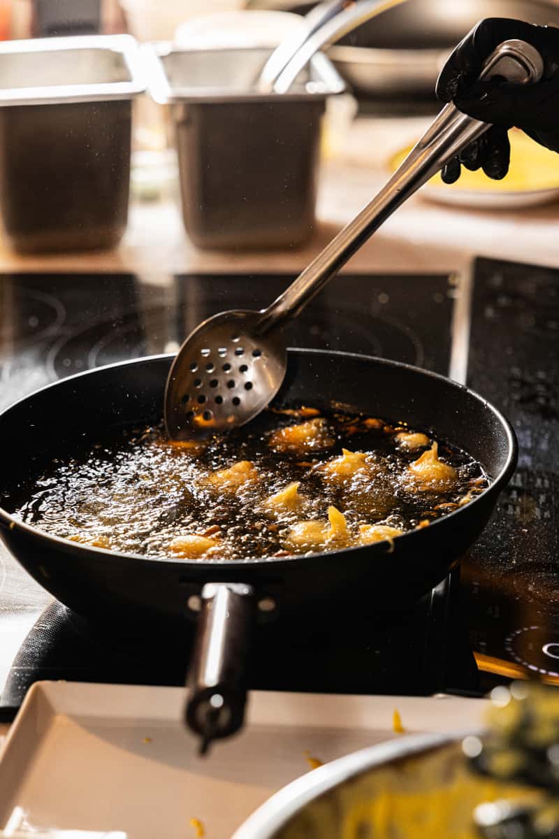 cooking in fry pan