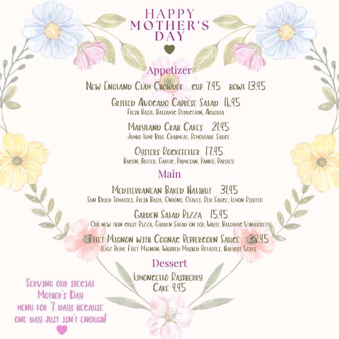 Mother's Day Menu