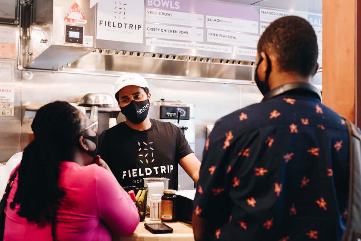 Fieldtrip employees with customers
