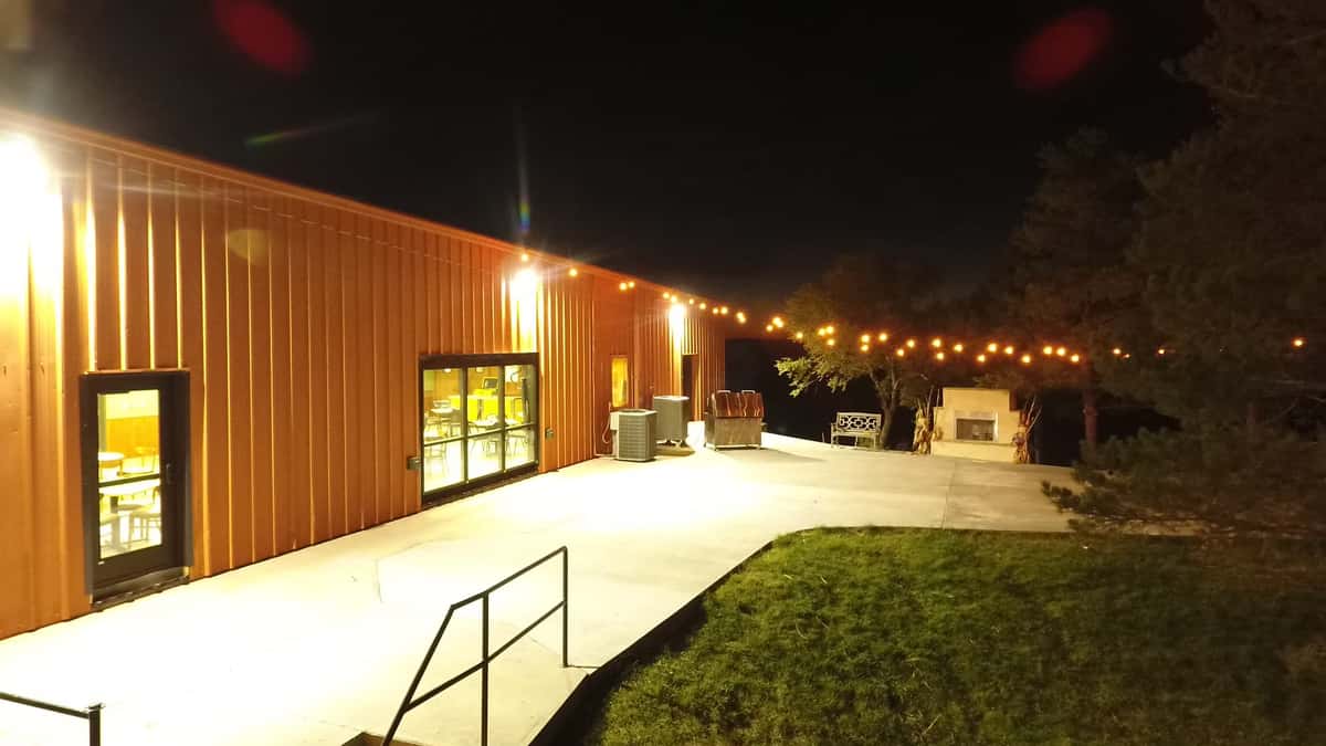 Exterior of West Side Event Center at night
