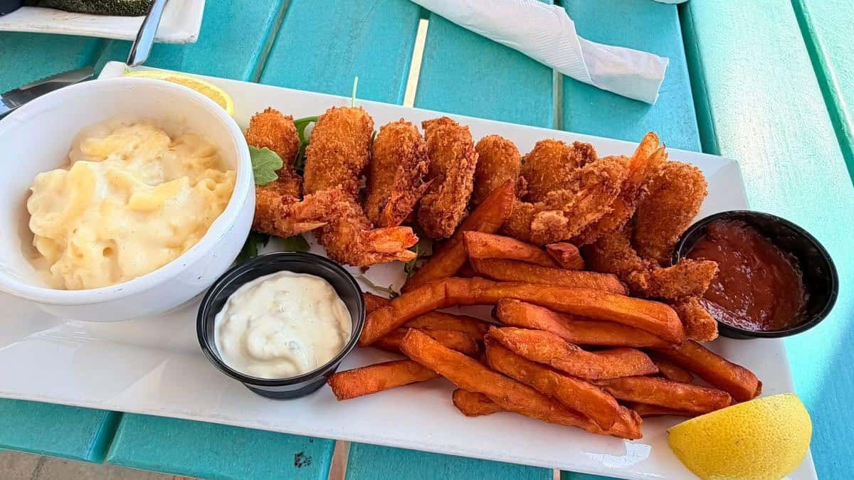 The Anchors famous Gulf fried shrimp and 2 sides