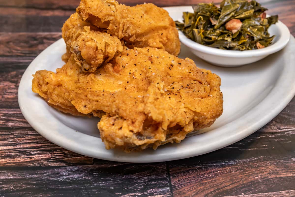 Fried Chicken With Collard Greens