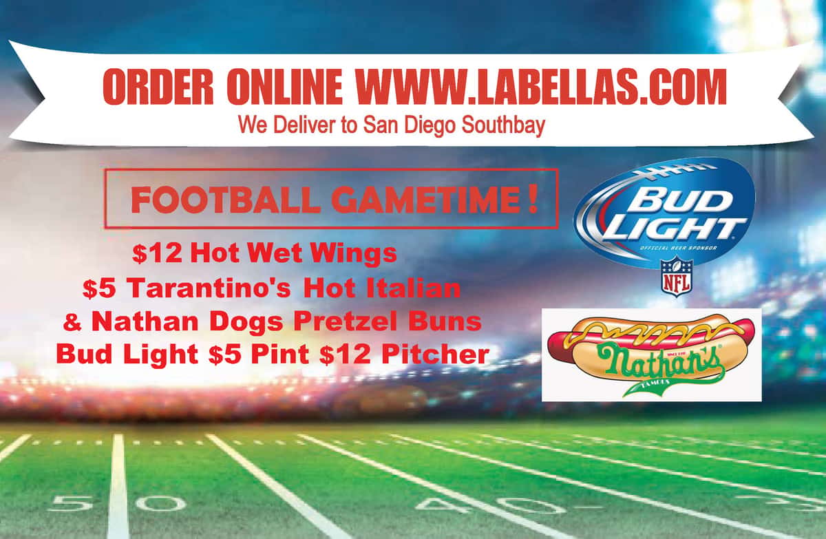 HAPPY HOURS NFL FOOTBALL $12 Hot Wet Wings ~ $5 Pretzel Bun Nathan & Tarantino Dogs Mango Habanero, Kickin' BBQ, Garlic Buffalo Bud Light $12 Pitchers $5 Pints 