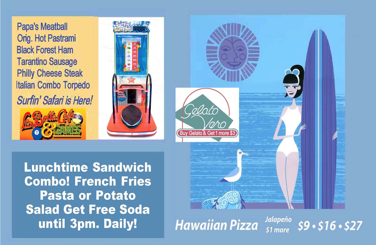 Get Free Soda With a Sandwich until 3pm Daily & Side Buy a Gelato Get another one $3