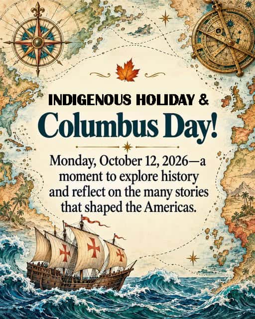 Image of Boat on the Water in the Middle of the Atlantic Indigenous Holliday & Columbus Day Monday October 12 2026 a Momeent to Explore History & reflect on the Many Stories that shaped America