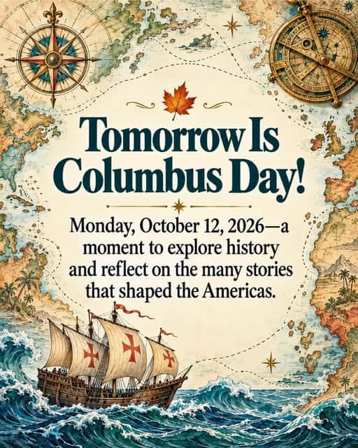 Image of Boat on the Water in he Middle of the Atlantic Columbus Day Monday October 12 2026 a Momeent to Explore History & reflect on the Many Stories that shaped America